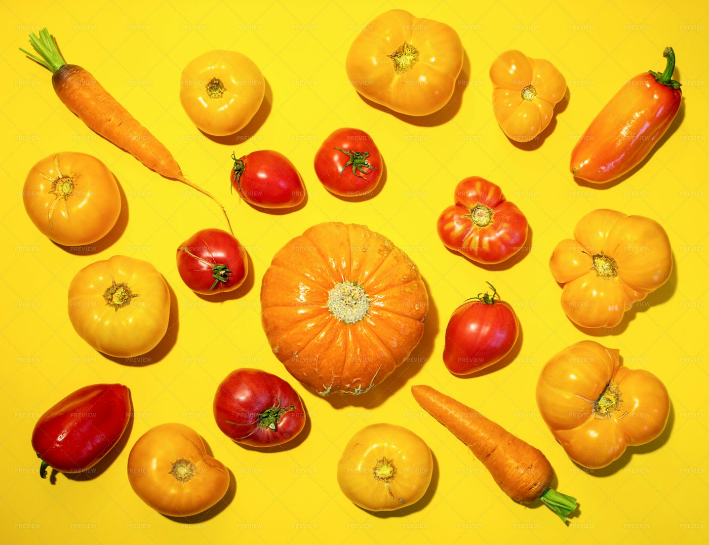 Fresh Vegetables On Yellow - Stock Photos | Motion Array
