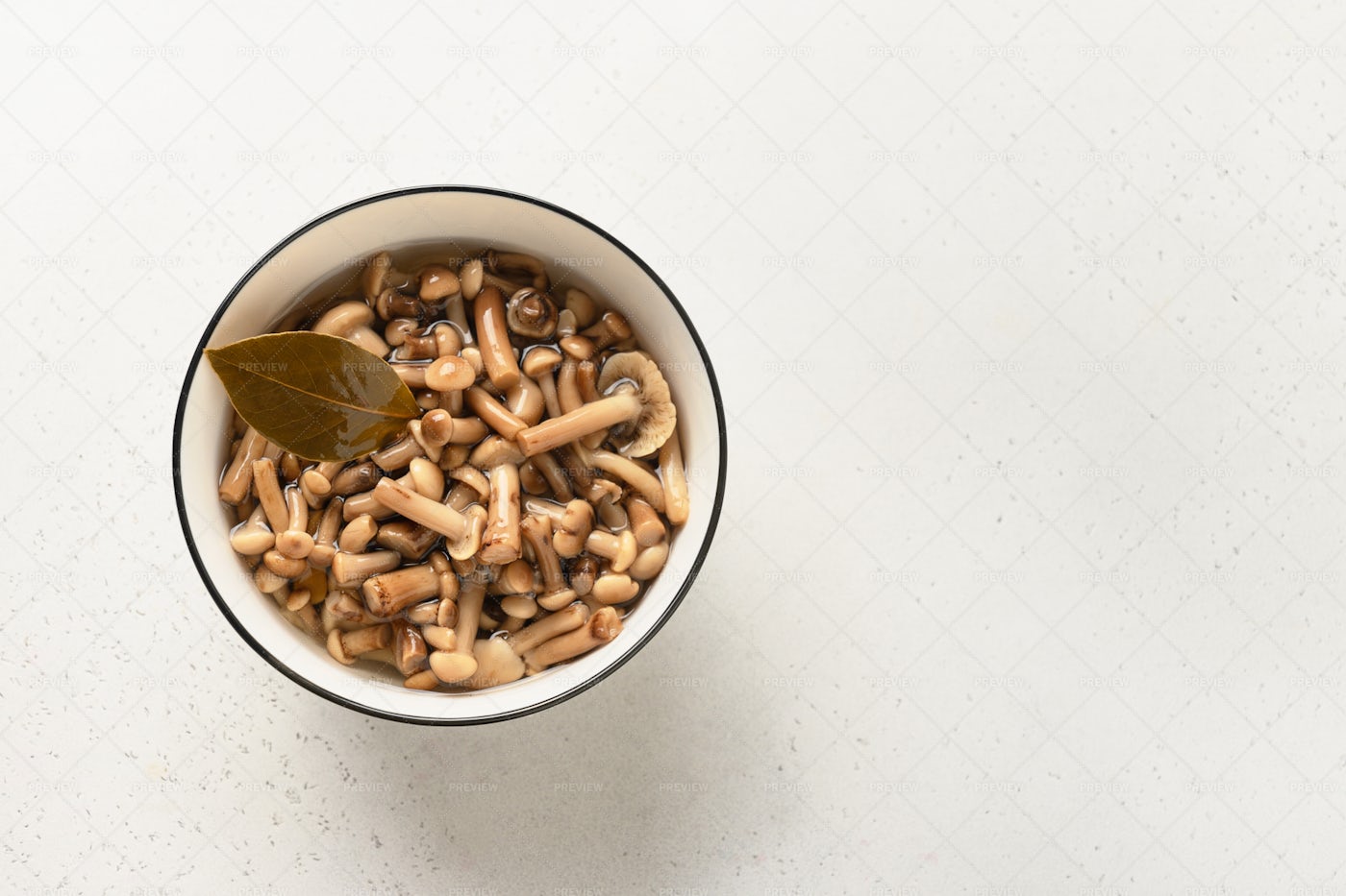 Pickled Mushrooms In A Bowl: Stock Photos
