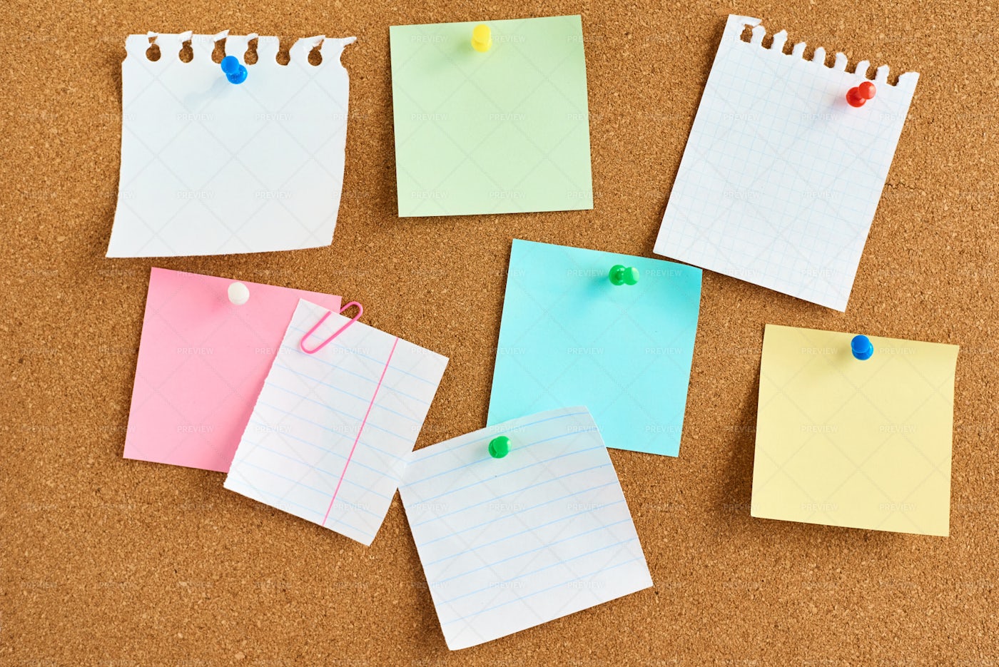 Notes On Corkboard: Stock Photos