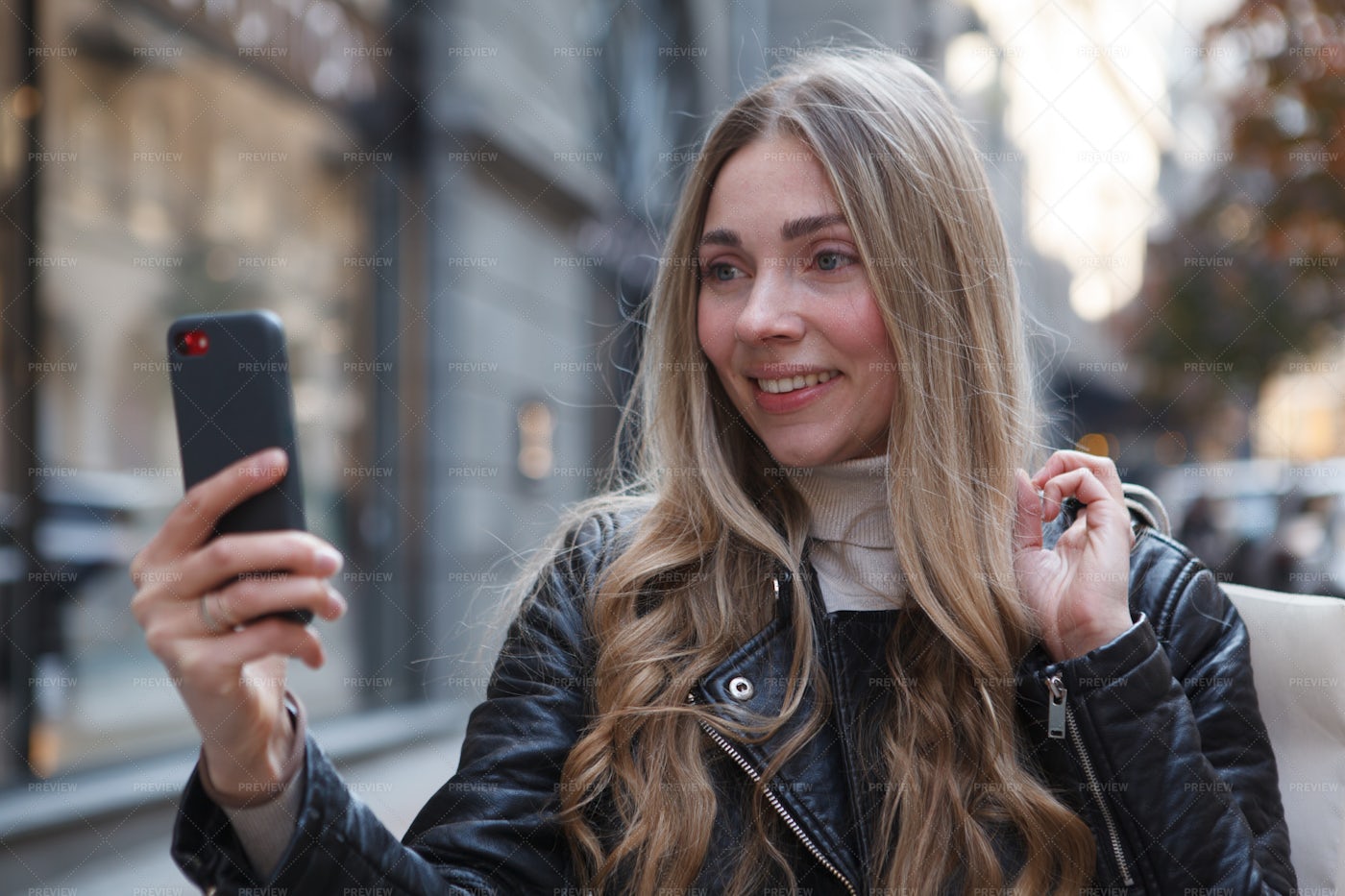 Urban Woman Taking Selfie: Stock Photos
