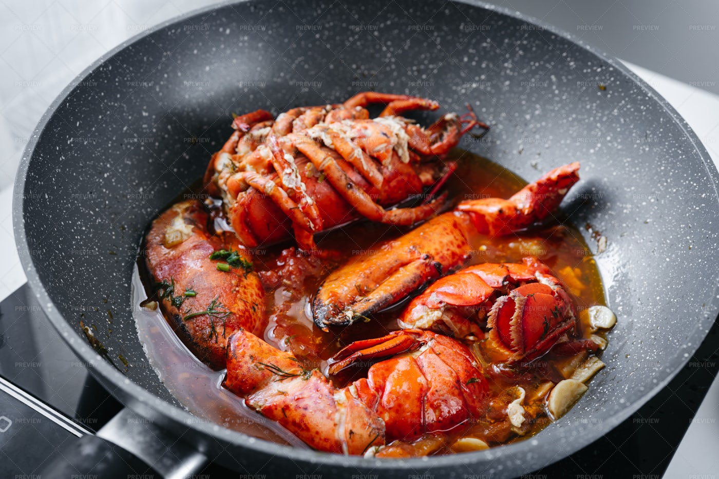 Cooking Lobster In A Pan: Stock Photos