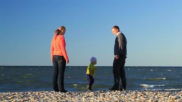 Family At The Beach: Stock Video