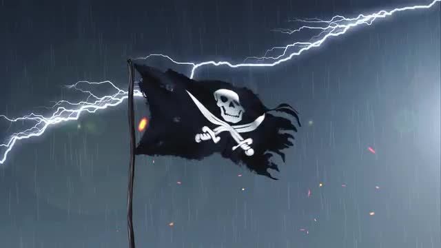 Pirate Flag Amid A Thunderstorm : Stock Motion Graphics