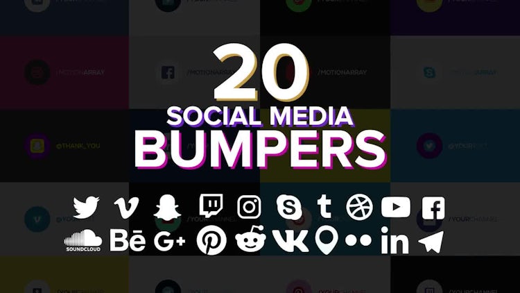 20 Social Media Bumpers: Motion Graphics Templates