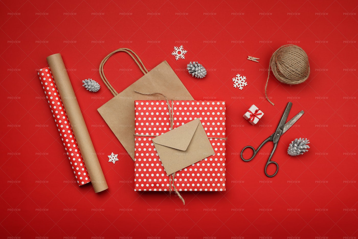 Packing Christmas Gifts: Stock Photos