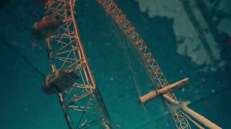 London Eye On a Puddle Of Rain: Stock Video