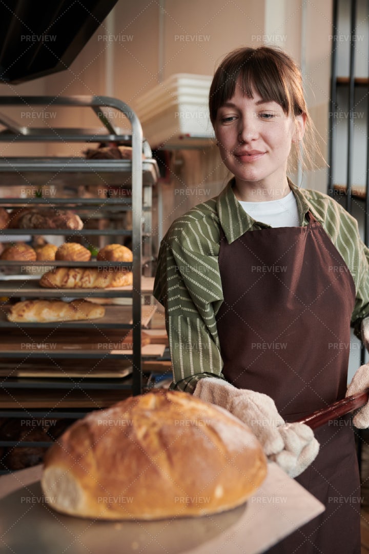 Woman Baking Fresh Bread: Stock Photos