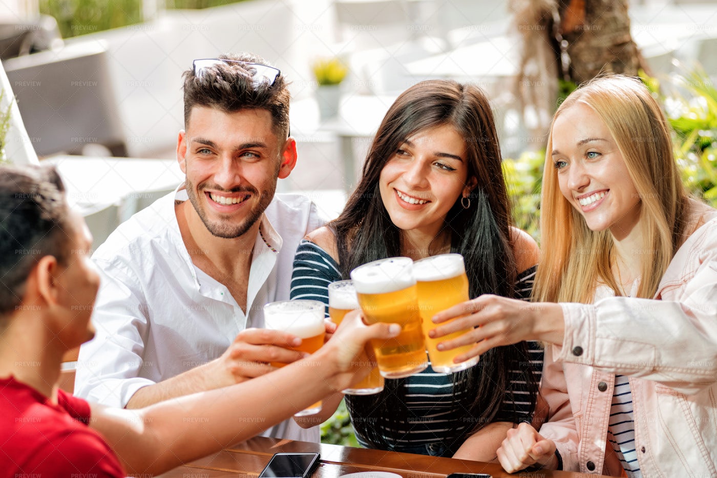 Friends Cheering For Birthday: Stock Photos