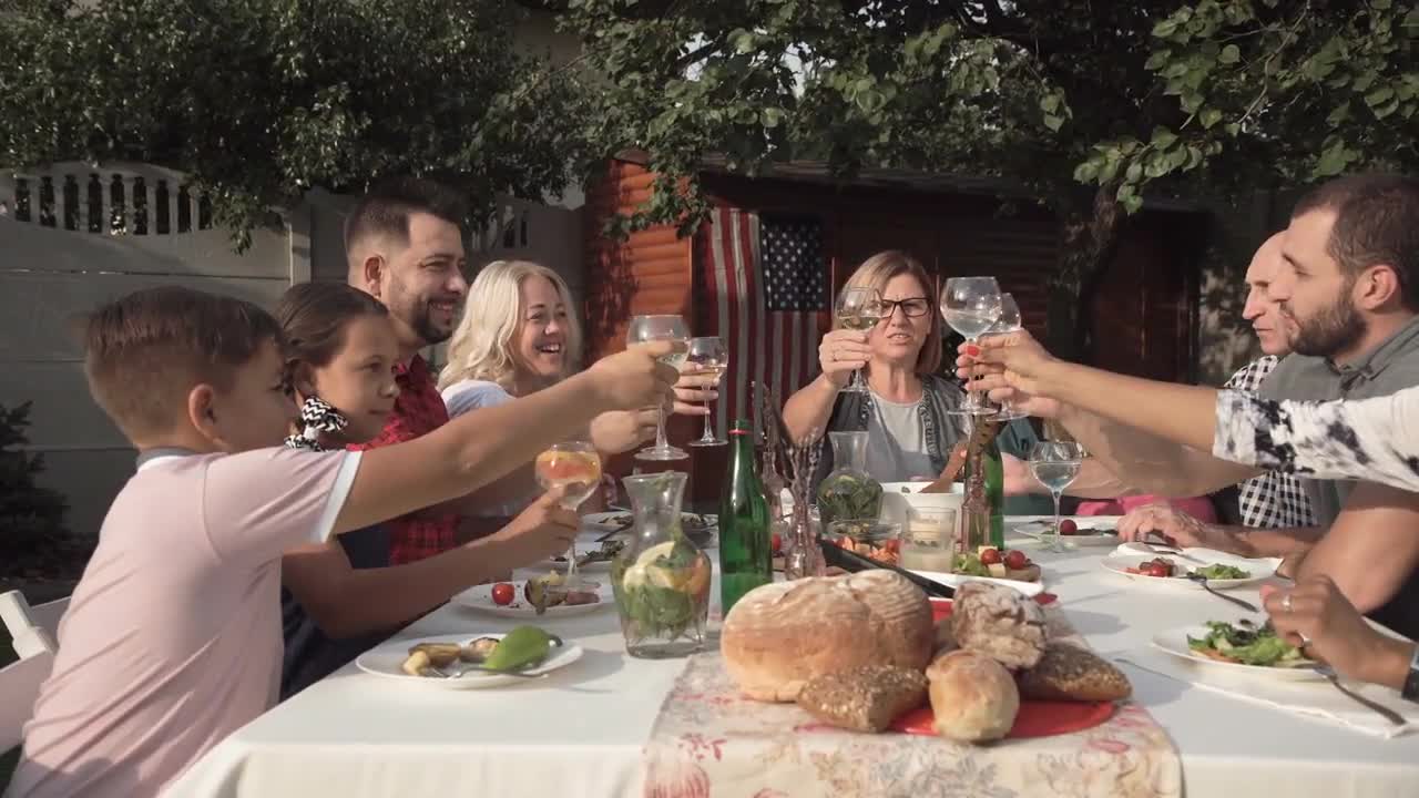 Family Dinner Outside - Stock Video | Motion Array