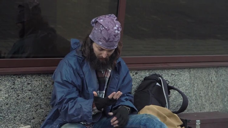 Drunk Homeless Man On Street Stock Video Motion Array 0049