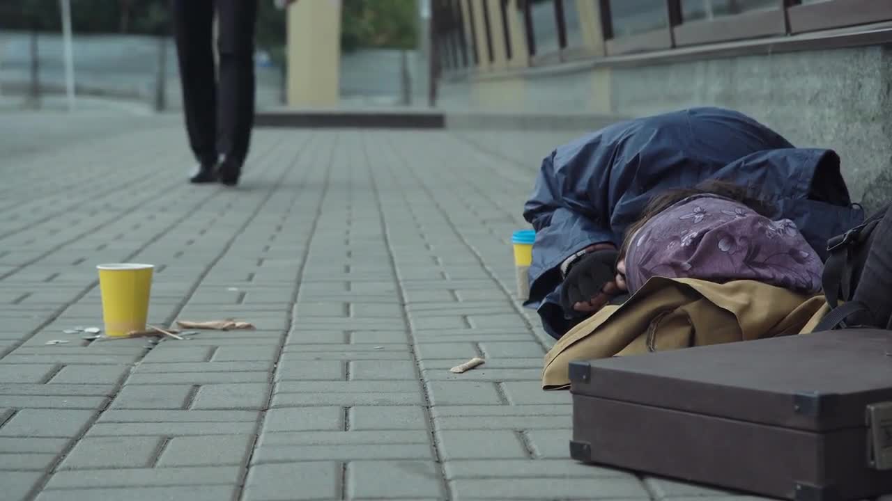 Giving Food To Homeless Stock Video Motion Array