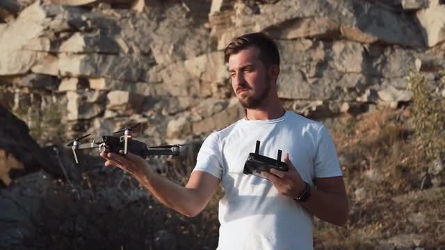 Man Getting Drone: Stock Video