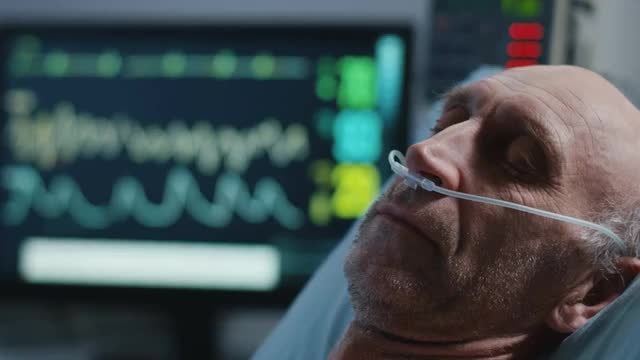 Sleeping Elderly Patient: Stock Video