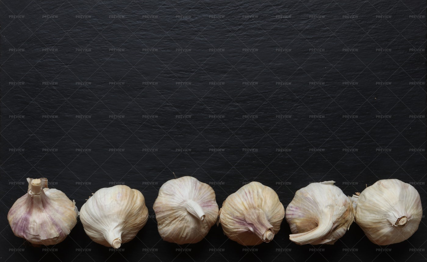 Garlic On Slate: Stock Photos