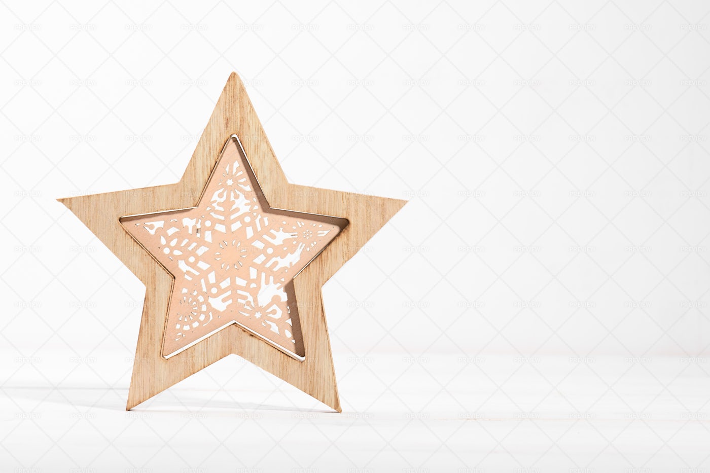 Wooden Christmas Star Decoration: Stock Photos