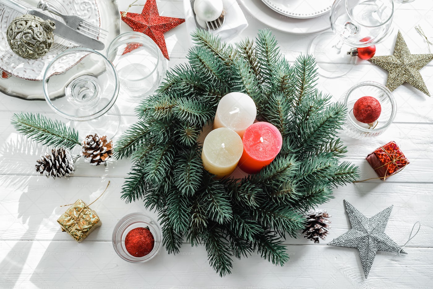 Christmas Table Decorations: Stock Photos