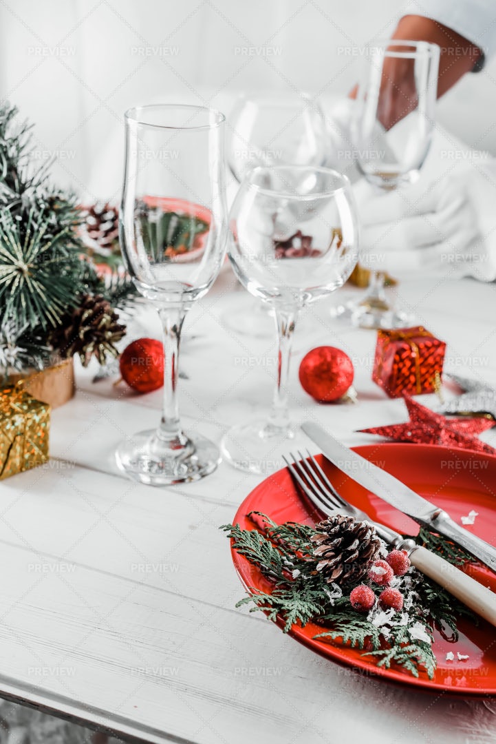 Table For Christmas Dinner: Stock Photos