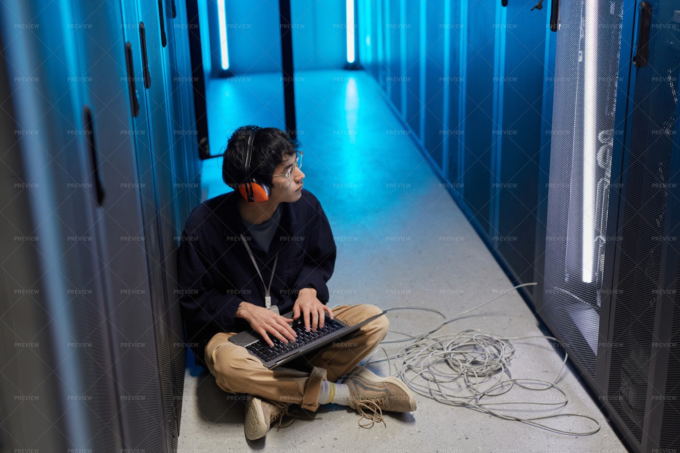 Engineer In The Server Room: Stock Photos