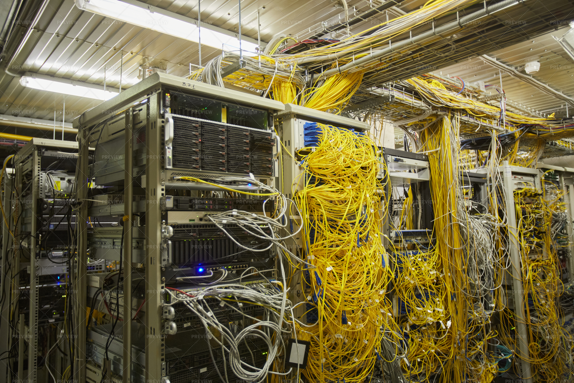 Many Wires Of The Server Room - Stock Photos | Motion Array