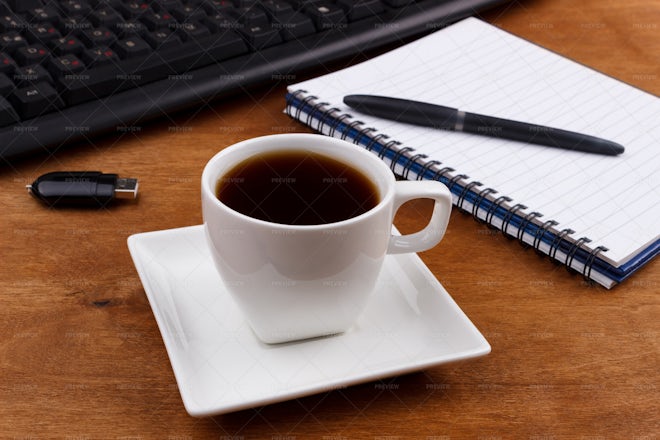 Coffee On An Office Desk - Stock Photos | Motion Array