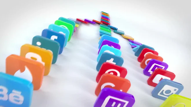 Social Media Falling Dominoes