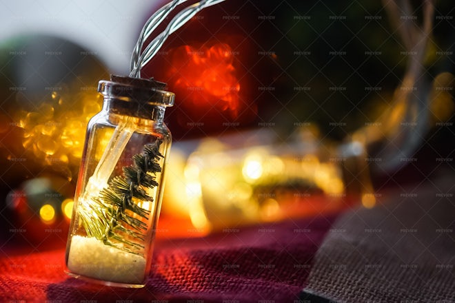 A Small Christmas Tree In A Bottle - Stock Photos | Motion Array