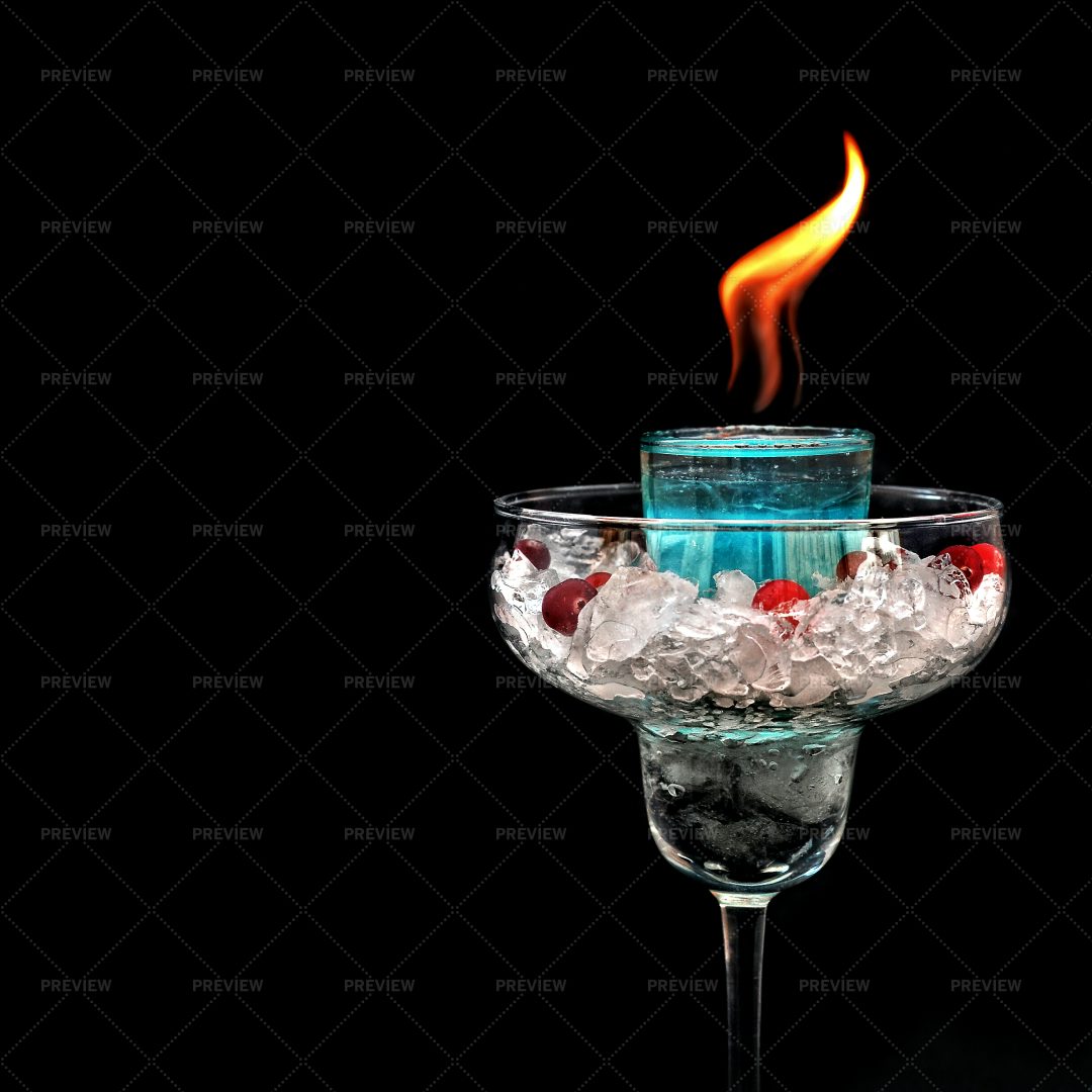 Burning Blue Cocktail: Stock Photos