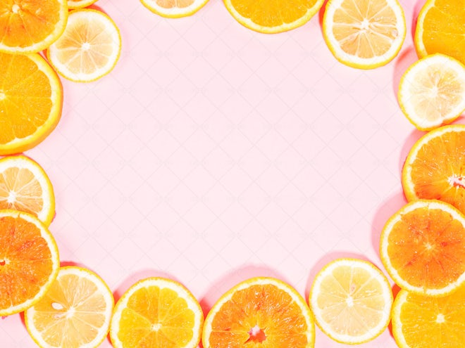 Background With Citrus-fruit Of Fresh Fruit Slices Stock Photo