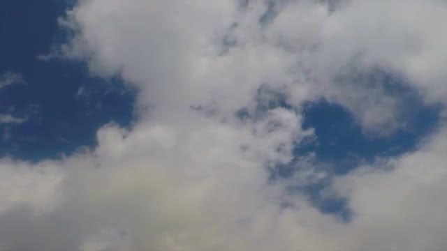 Fluffy Clouds Over Darkening Sky: Stock Video