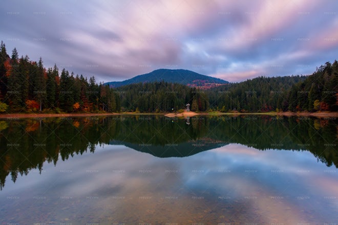 Synevyr Lake At Sunset - Stock Photos | Motion Array