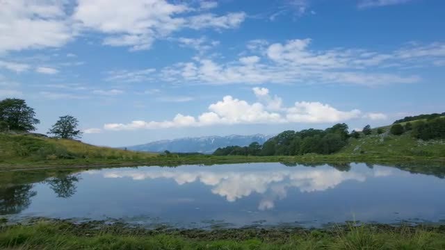 White Clouds Moving Over Lake: Stock Video