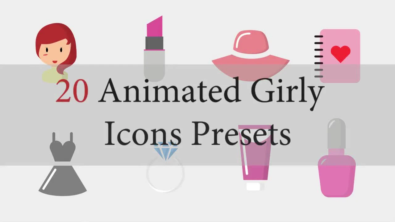 20 Animated Girly Icons - After Effects Presets | Motion Array