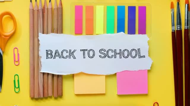 Stop Motion Of Assorted Stationery: Stock Video