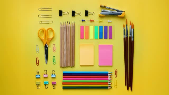 Stop Motion Video Of Stationery: Stock Video