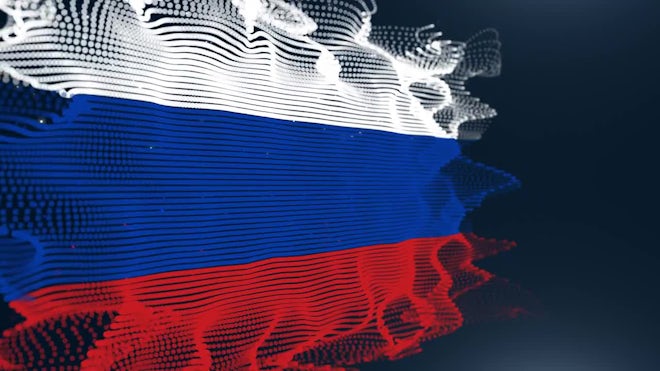 Russia flag map chaotic particles pattern Vector Image