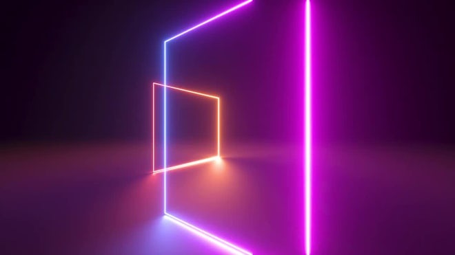Motion Made - Free Green Color Neon lights rectangle frame animated loop  background 