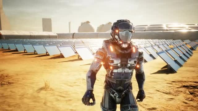 Astronaut On Mars Inspecting Panels: Stock Motion Graphics