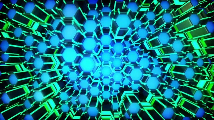 Neon Hexagon Moving Grid Loop: Motion Graphics