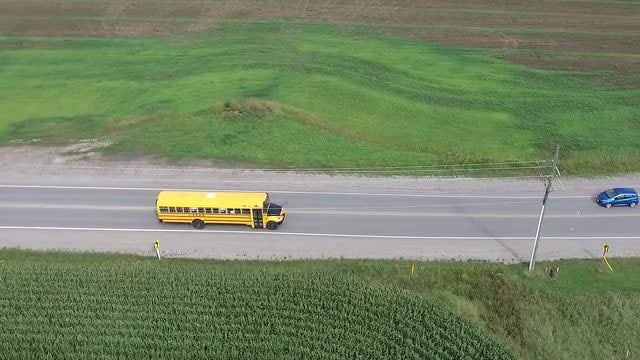 School Bus Cruising The Country: Stock Video