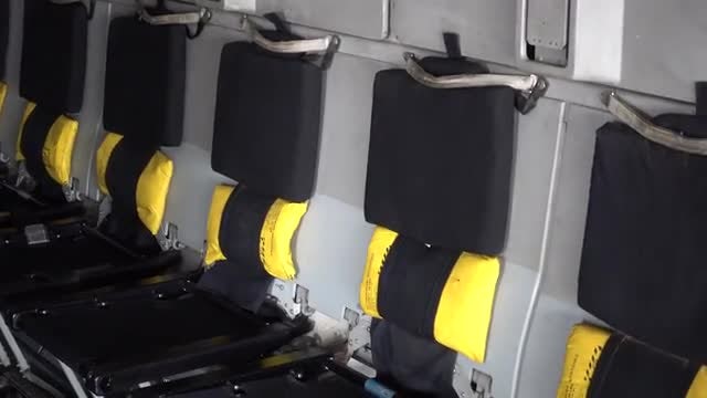 Military Aircraft Transport Seats: Stock Video