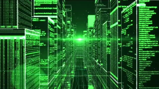 Flight Over Virtual Urban Space: Stock Motion Graphics