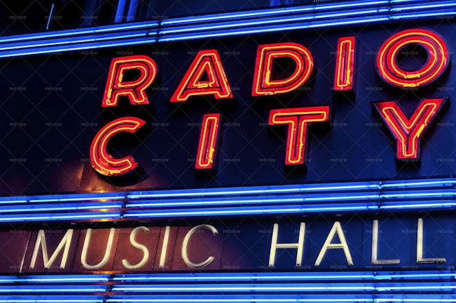 Radio City Music Hall Marquee Neon Light - Stock Photos | Motion Array