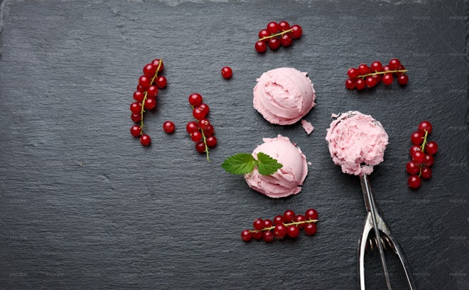 Scoop of pink ice cream stock image. Image of ball, icecream