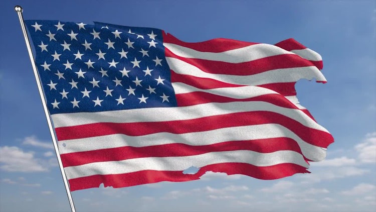 4K USA Torn Flag: Stock Motion Graphics