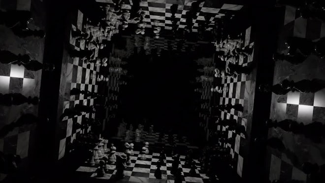 3D chess board on black background, Backgrounds Motion Graphics ft