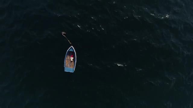 Fishing Boat Floating In Sea: Stock Video