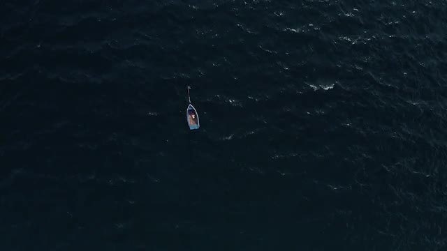 Old Boat Pans Up Seascape: Stock Video