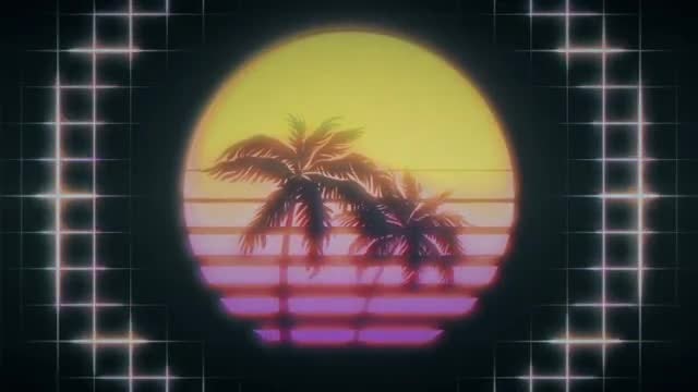 Retro Striped Sunset VJ Loop: Stock Motion Graphics