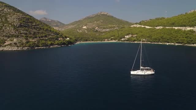 Aerial Shot Of A Sailboat: Stock Video