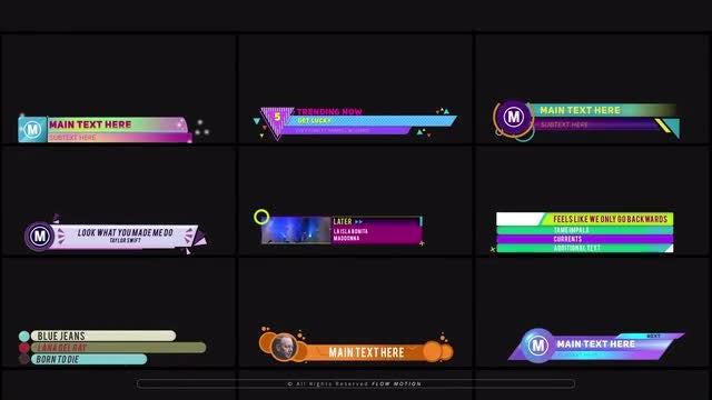 9 Music Lower thirds: After Effects Templates